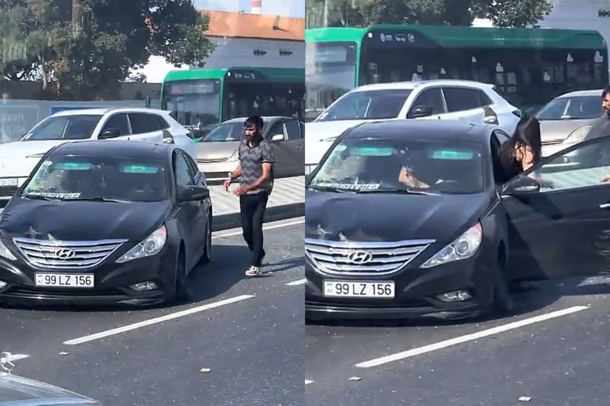 Bakıda qəza: "Hyundai" əks yola düşdü - VİDEO 