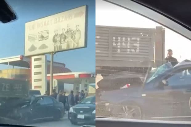 Sumqayıtda ağır qəza: Minik maşını yük avtomobilinə çırpıldı – VİDEO Sumqayıtda ağır qəza: Minik maşını yük avtomobilinə çırpıldı – VİDEO