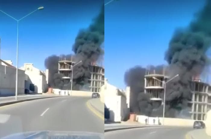 Bakıda tikilməkdə olan binada YANĞIN Bakıda tikilməkdə olan binada YANĞIN