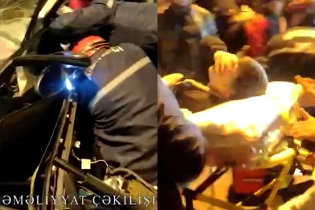 Maşında sıxılı qalan sürücünün xilasedilmə GÖRÜNTÜLƏRİ – VİDEO Maşında sıxılı qalan sürücünün xilasedilmə GÖRÜNTÜLƏRİ – VİDEO