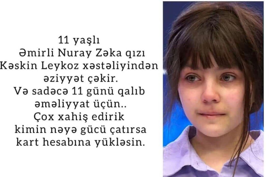 Nuray yaşayacaq: Canlı efirdə 500 min manat rekord yardım toplandı – VİDEO Nuray yaşayacaq: Canlı efirdə 500 min manat rekord yardım toplandı – VİDEO