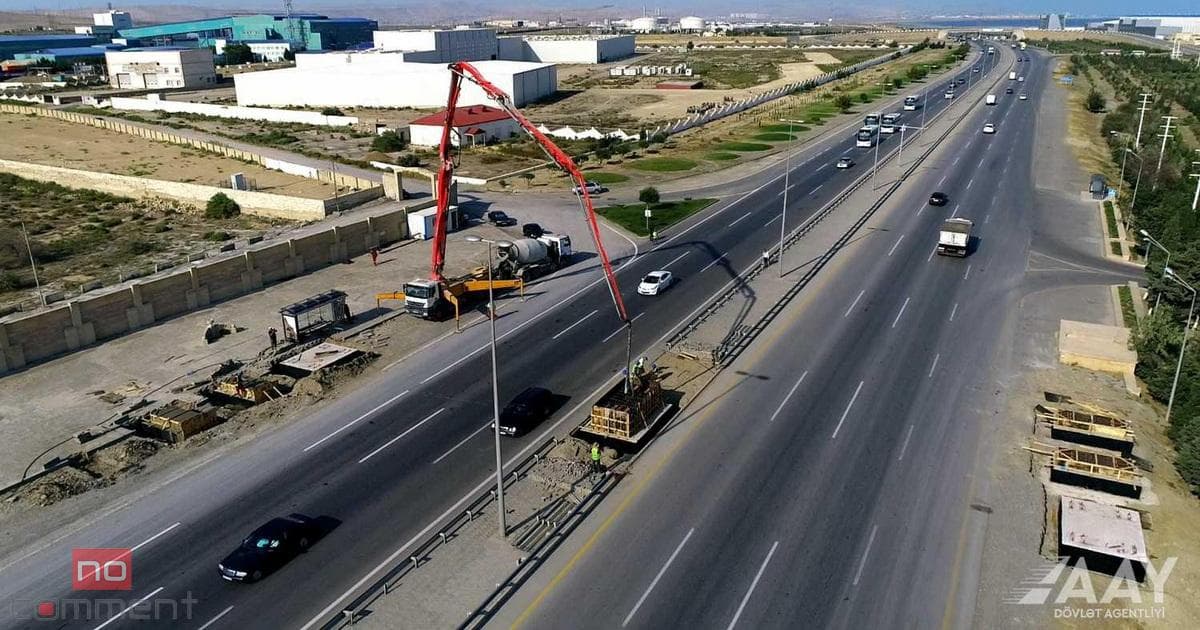Azərbaycanın M2 magistral yolunda keçid inşa edilir Azərbaycanın M2 magistral yolunda keçid inşa edilir