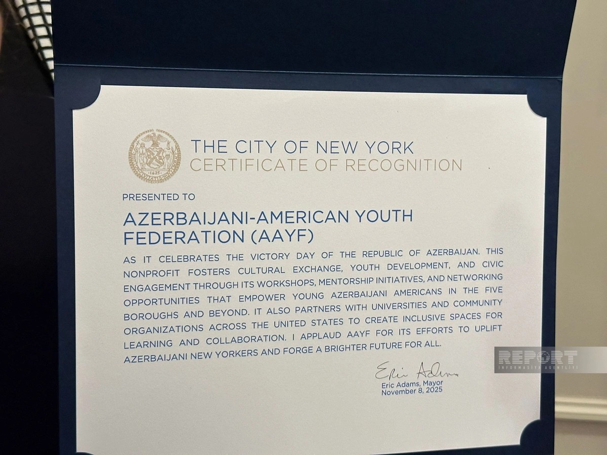 Nyu-York meri 8 noyabrı Azərbaycanın Zəfər Günü kimi tanıdı
