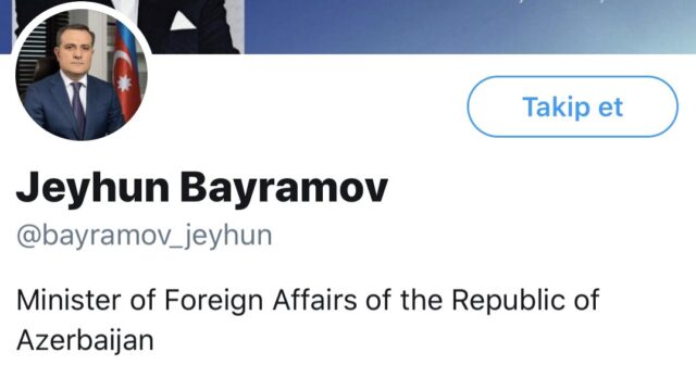 Twitter Xarici İşlər naziri Ceyhun Bayramovun rəsmi hesabını bağladı 