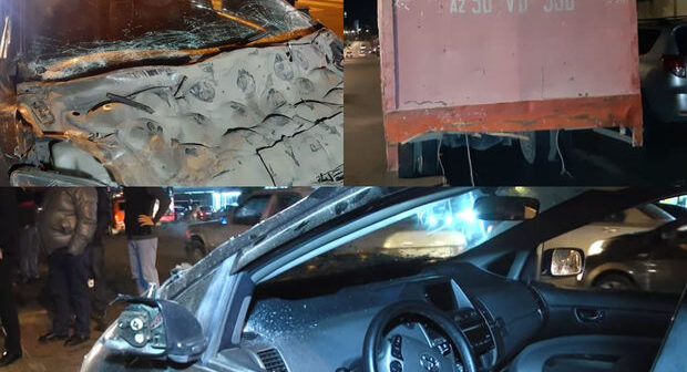 Bakıda DƏHŞƏTLİ QƏZA: Minik avtomobili deformasiyaya uğradı – FOTO