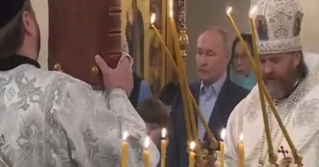 Putin Milad bayramını Novo-Oqaryovo iqamətgahındakı kilsədə qeyd edib