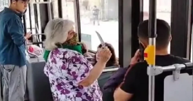 Bakıda ƏLİNDƏ BIÇAQ olan qadın avtobusda dəhşət saçdı