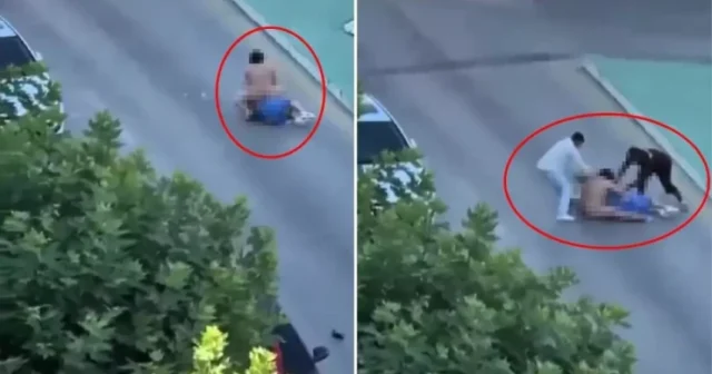 Çılpaq qadın küçədə həmcinsini döydü – ŞOK GÖRÜNTÜLƏR