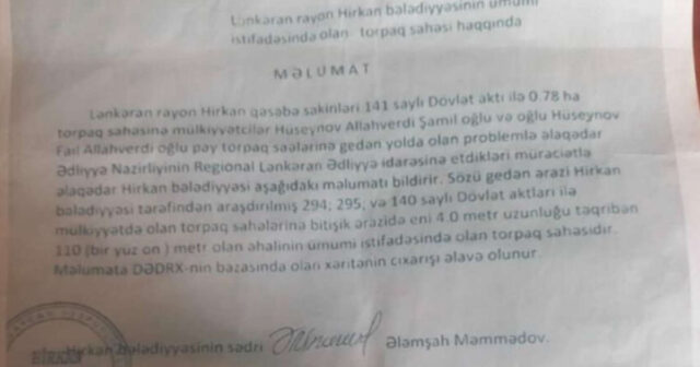 Lənkəranda yol və meşə zolağı zəbt olunub