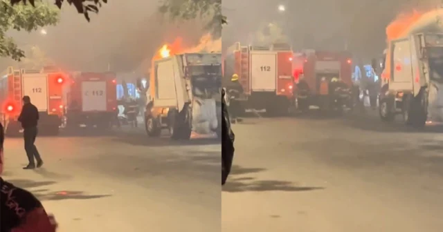 Sumqayıtda zibildaşıyan maşın yandı – VİDEO Sumqayıtda zibildaşıyan maşın yandı – VİDEO