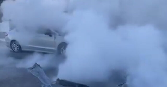 Badamdarda avtomobil yandı – VİDEO