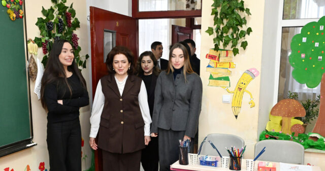 Leyla Əliyeva və Alena Əliyeva Gəncə şəhər 45 nömrəli xüsusi ümumtəhsil məktəbində olublar – FOTO