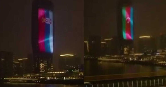 Belqradda Azərbaycan bayrağı əks olundu – VİDEO