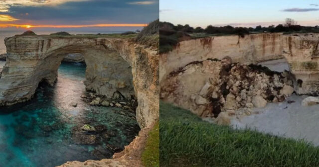 Möhtəşəm mənzərə puç oldu: İtaliyanın cənubundakı məşhur “Aşiqlər tağı” çökdü – VİDEO