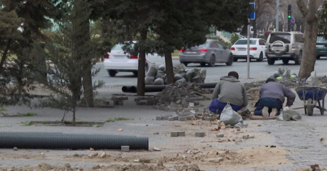 Şıxəli Qurbanov küçəsində səkinin təmiri işləri niyə aylardır yekunlaşmır? – VİDEO