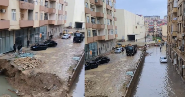 Bakı-Sumqayıt yolunda acınacaqlı vəziyyət: Sakinlər sel suları içində köməksiz qalıb