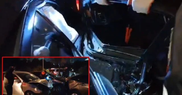 Avtomobildə sıxılı vəziyyətdə qalan qadının XİLASETMƏ GÖRÜNTÜLƏRİ