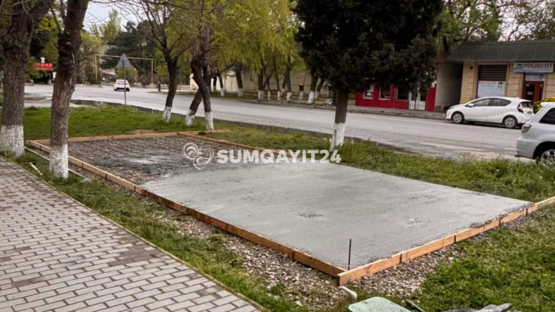 Sumqayıtda növbəti gecə əməliyyatı – Yaşıllığa beton tökdülər – FOTO