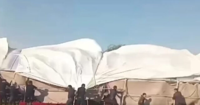 Güclü külək toy çadırını uçurtdu -VİDEO